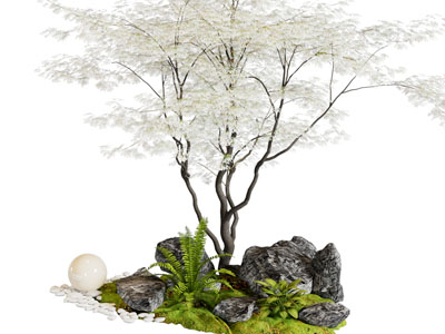 新中式石头 花草景观园艺小品