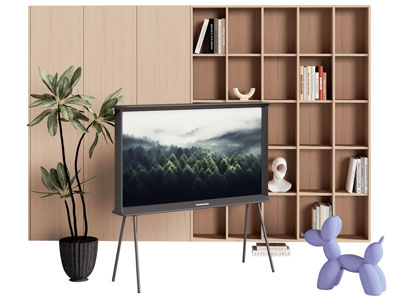 现代支架电视机 书柜3d模型 现代支架电视机 书柜