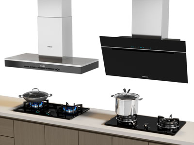 现代抽油烟机 天然气灶 厨房电器3d模型 现代抽油烟机 天然气灶 厨房电器