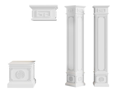 新中式方形柱子 柱顶 柱基