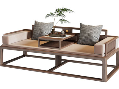 新中式罗汉床 双人沙发3d模型 新中式罗汉床 双人沙发