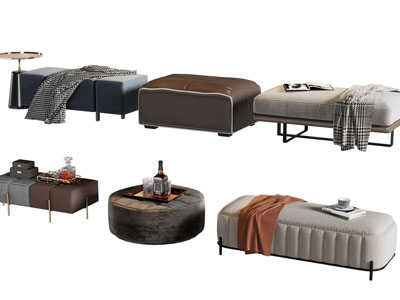 现代长方形 圆形沙发凳子 床尾凳子