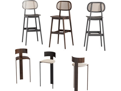 侘寂风实木吧椅