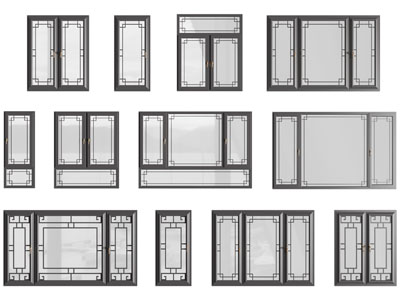 新中式玻璃平开窗户 推拉窗户
