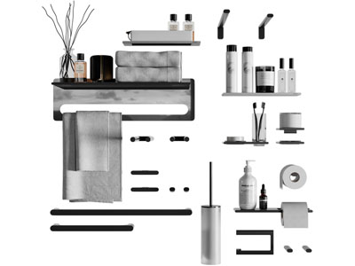 现代毛巾架 洗护用品 卷纸 牙缸 卫浴小件