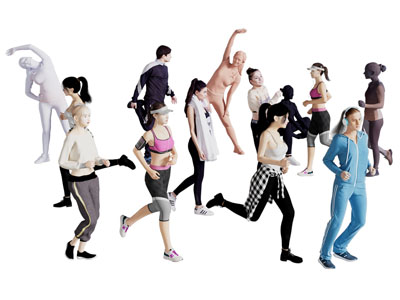 现代跑步 健身 运动的男人 女人 多人3d模型 现代跑步 健身 运动的男人 女人 多人