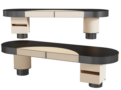 现代椭圆形书桌3d模型 现代椭圆形书桌