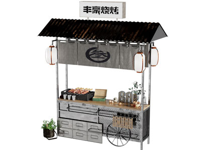 现代烧烤摊 移动小吃 夜市烧烤 售卖车3d模型 现代烧烤摊 移动小吃 夜市烧烤 售卖车