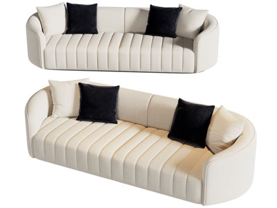 现代奶油风多人沙发3d模型 现代奶油风多人沙发