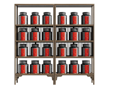 新中式茶叶罐置物架 收纳架