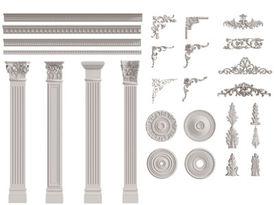 欧式罗马柱子 角线 雕花 灯盘