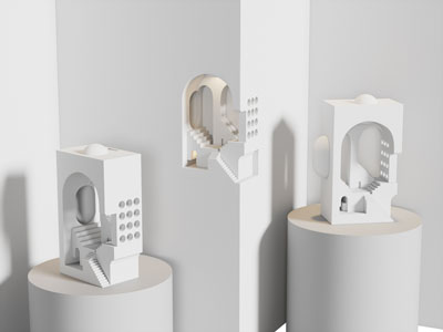 侘寂风墙角壁灯 石膏灯3d模型 侘寂风墙角壁灯 石膏灯