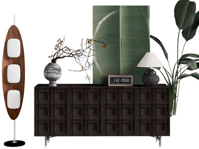 侘寂风中古玄关柜 边柜3d模型 侘寂风中古玄关柜 边柜