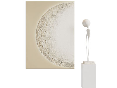 侘寂风月球图案的装饰挂画