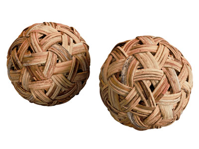 现代竹编球 摆件组合