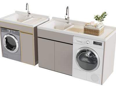 现代洗衣机收纳柜3d模型 现代洗衣机收纳柜