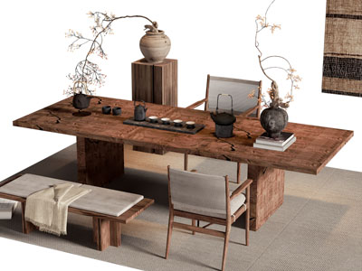 侘寂风中古茶桌椅组合