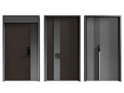 现代带密码锁的防盗门 入户门 子母平开门