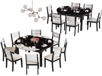 现代可延伸餐桌椅组合