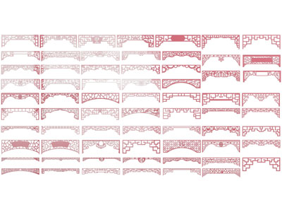 新中式梁拖 门楣 花格 角花 脚线 雕花 花边