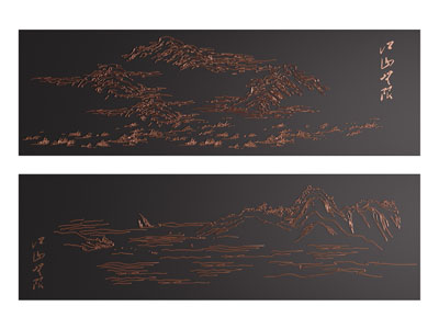 新中式横幅装饰挂画3d模型 新中式横幅装饰挂画