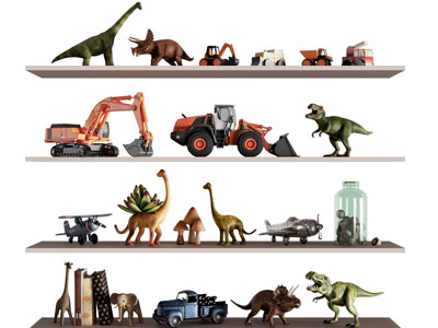 现代儿童玩具墙面置物架 摆件组合 挂件