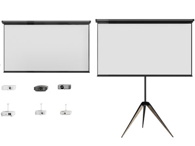 现代投影仪 投影幕布3d模型 现代投影仪 投影幕布