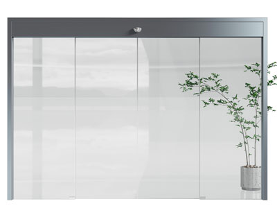 现代办公玻璃大门 遥控平开门