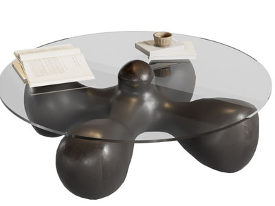 现代圆形玻璃茶几3d模型 现代圆形玻璃茶几