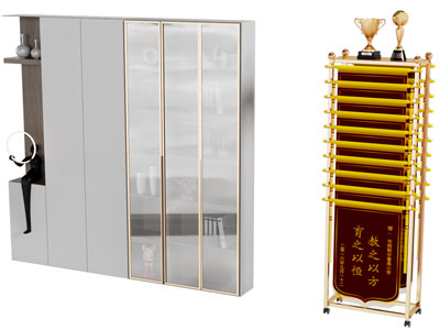 现代装饰柜 锦旗奖杯收纳架