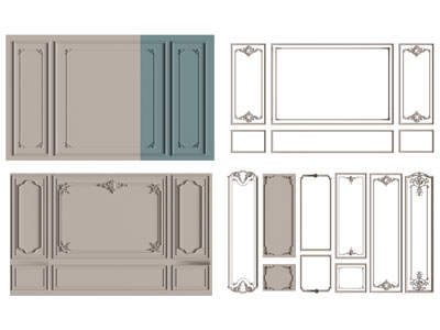 法式石膏线条 护墙板