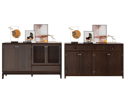 新中式中古玄关柜 边柜3d模型 新中式中古玄关柜 边柜