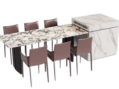 现代带吧台的餐桌椅组合