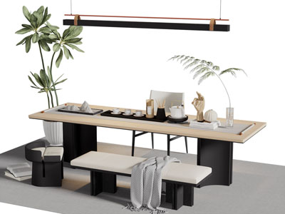 新中式实木茶桌椅组合