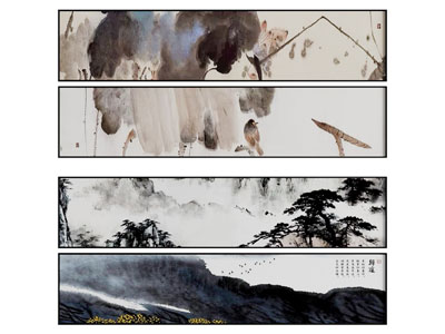 新中式风景植物装饰挂画