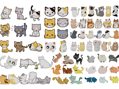 现代猫咪卡通贴纸 装饰画 墙饰挂件