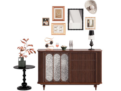 法式中古玄关柜 边柜 装饰挂画3d模型 法式中古玄关柜 边柜 装饰挂画