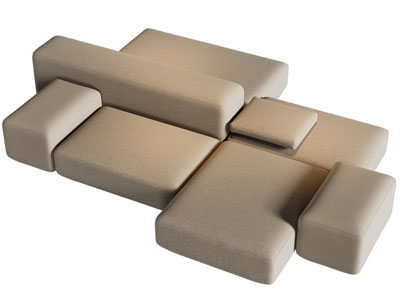 现代双向拼接多人沙发3d模型 现代双向拼接多人沙发