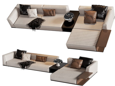 现代转角多人沙发3d模型 现代转角多人沙发