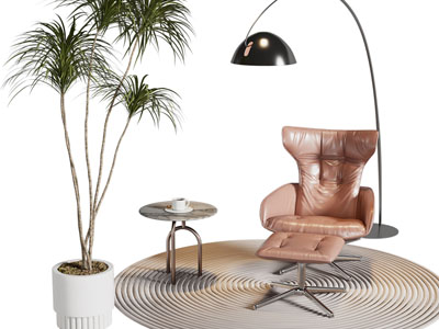 现代休闲椅子 脚踏 边几 落地灯
