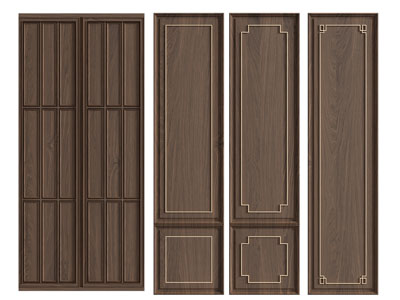 新中式实木护墙板 装饰板3d模型 新中式实木护墙板 装饰板