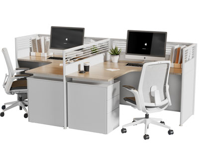 现代办公桌椅组合3d模型 现代办公桌椅组合