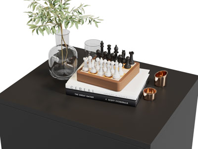 现代国际象棋 书籍 花瓶花卉摆件组合3d模型 现代国际象棋 书籍 花瓶花卉摆件组合