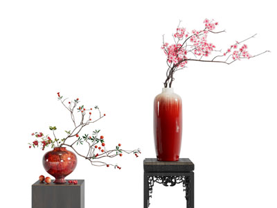 新中式陶瓷花瓶花卉 摆件组合