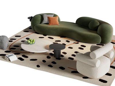 现代多人 单人沙发和茶几组合