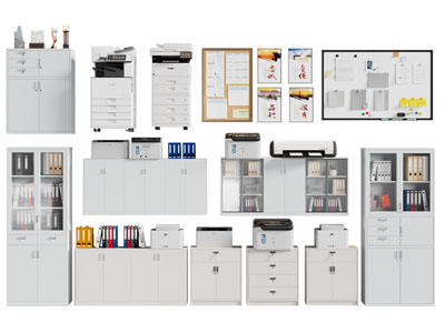 现代文件收纳柜 打印机 办公电器 便签墙3d模型 现代文件收纳柜 打印机 办公电器 便签墙
