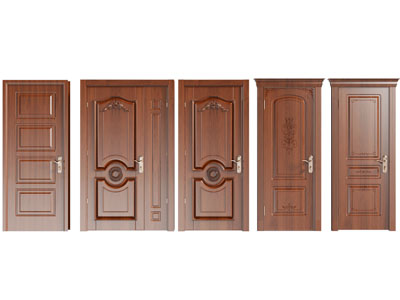 现代房门 木门 子母入户门 防盗门 平开门3d模型 现代房门 木门 子母入户门 防盗门 平开门