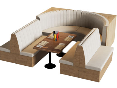 现代饭店弧形卡座 双向卡座 餐桌椅组合3d模型 现代饭店弧形卡座 双向卡座 餐桌椅组合