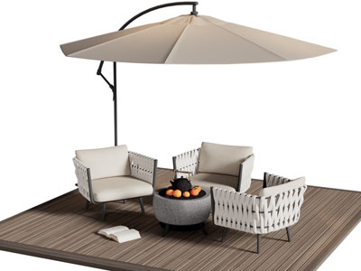 现代户外遮阳伞 休闲椅子 茶几组合