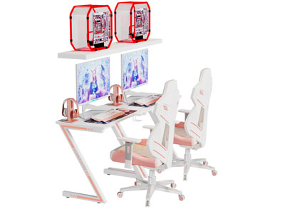 现代学生电脑桌 书桌椅组合3d模型 现代学生电脑桌 书桌椅组合
